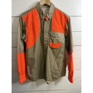 Filson Hunting Shirt Men's Small Beige Orange High Visibility Button Down Pocket
